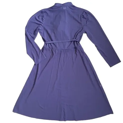 1970s Kevin Stuart Petites Vintage Jabot Tie Neck Purple Midi Dress Union