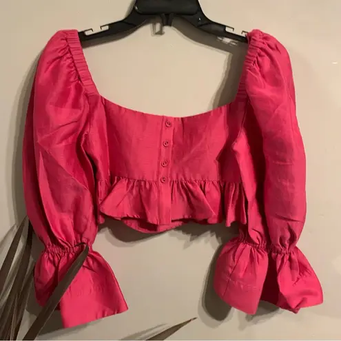 Alemais Blaire Ruffle Blouson Crop Top in Fuchsia size US 4