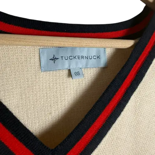 Tuckernuck Camden Ivory Striped V-Neck Soft Knit Poncho Cape Sweater One Size