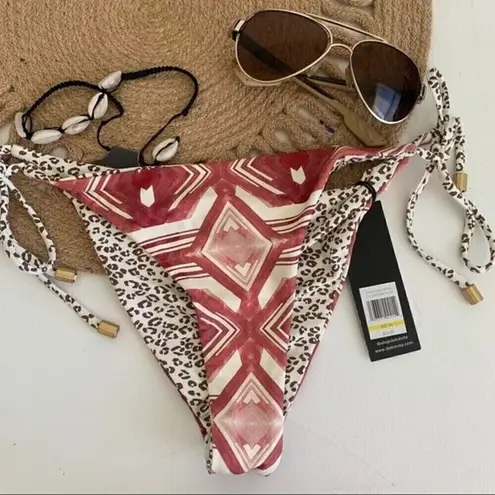 DOLCE Vita Tie side Cheeky Bikini bottom MEDIUM boho bohemian Reversible NWT Red