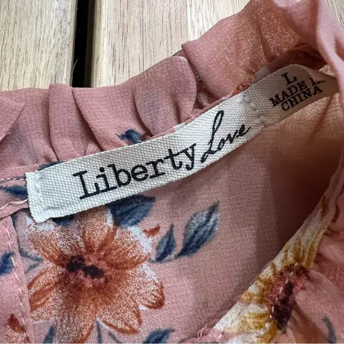 Liberty Love Floral Smocked Long Sleeve Dress Pink Size Large