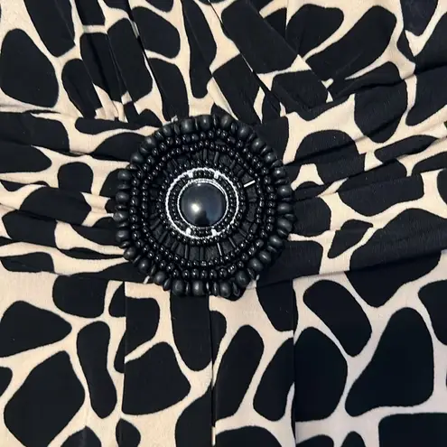 Enfocus Studio sz4 Elegant Black & Cream Animal Print Sleeveless high low Dress