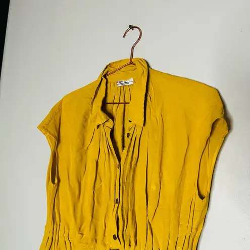 CO Women's Yellow Goop Fluid Linen Sleeveless Button Front Midi Dress Size Small