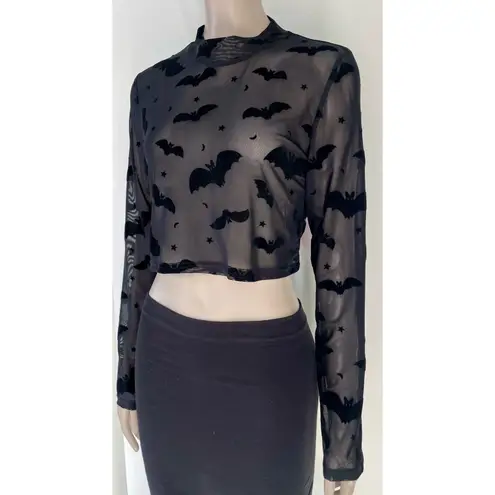 SheIn Black Sheer Bat Crop Top