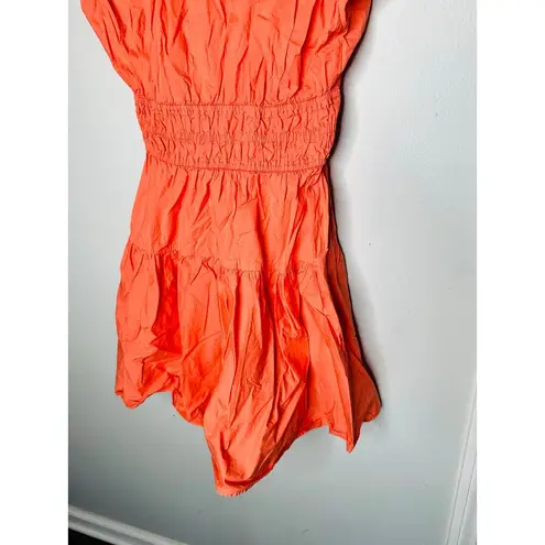 Derek Lam COLLECTIVE Orange Smocked Hourglass Tie Waist Mini Dress Size 44