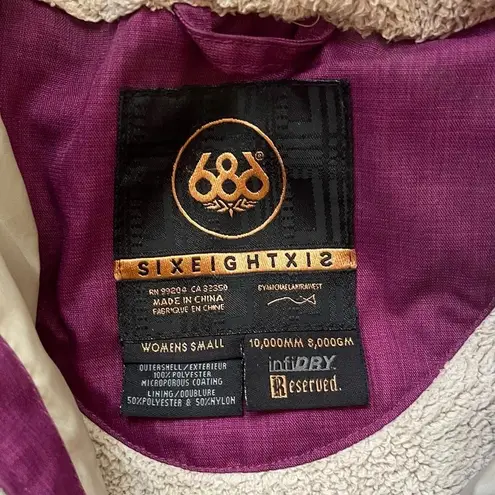 Women’s 686 ultra warm winter coat purple fur lined hood Small