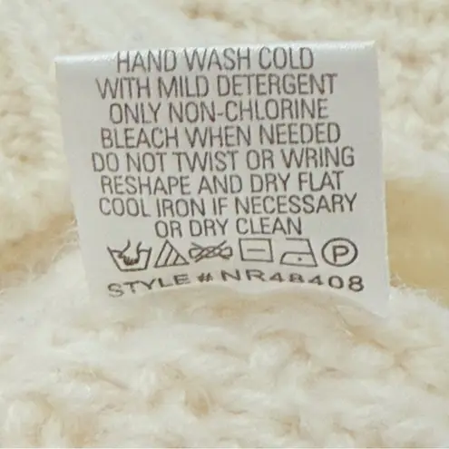 Skull Cashmere Cable Knit Sweater Cream Alpaca Wool XS Quiet Luxury Fisherman