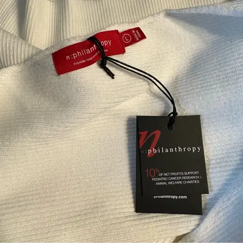 n:philanthropy White Ribbed Off Shoulder Long Sleeve Sweater NWT size Large