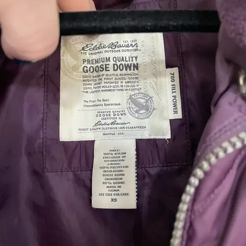 Eddie Bauer Quilted Puffer Coat EB 700 Goose Down Purple Women’s Size XS