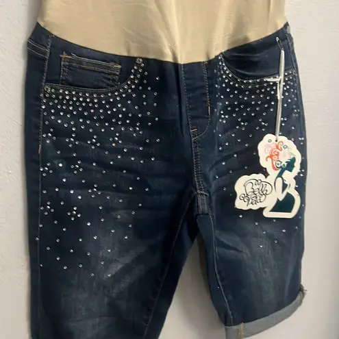 Bella Vida Maternity Denim Jean Bermuda Shorts Size Small Blue