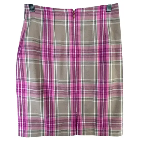 Vintage JG Hook Pencil Skirt 2 Petite Pink Plaid Wool Lined Smart Casual Preppy Size 2P