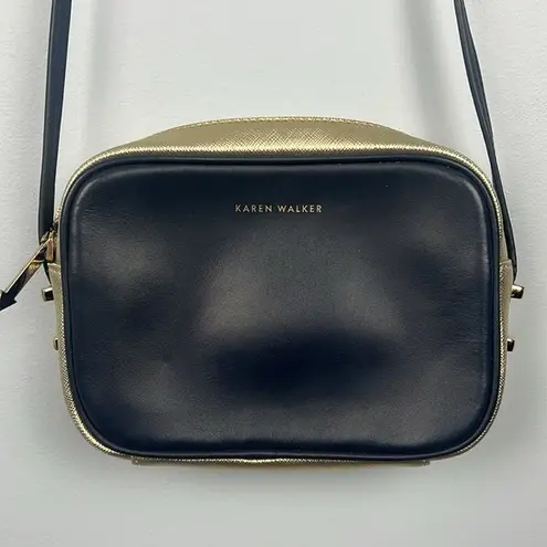 Karen Walker Lana leather crossbody color locked metallic purse Black