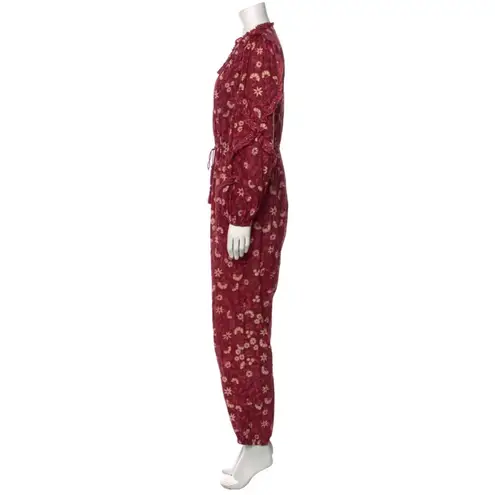 Ulla Johnson Delphine Burgundy Floral Printed Scoop Neck Jumpsuit Size 2 NEW