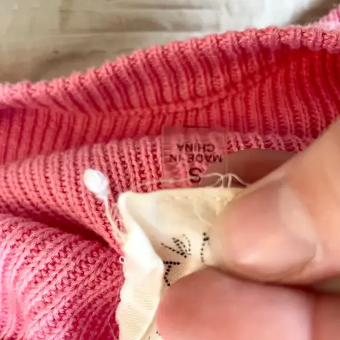 Fantastic Fawn Pink Fringe Trim Sweater Knit Pullover Casual Cute Size S Girly