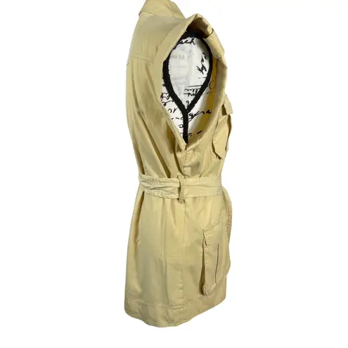 Elan Utility Safari Dress Jacket Yellow Belted Sleeveless Zip Front Women's S
