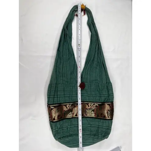 Bohemian SKU 7892 Green Crossbody Sling Bag With Elephant Pattern