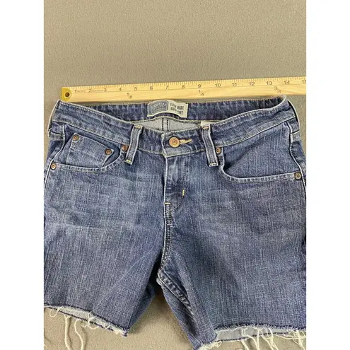 Levis Signature Jean Shorts Womens 26x5 Blue Cut Off Low Rise Frayed Tag 4 Size 26