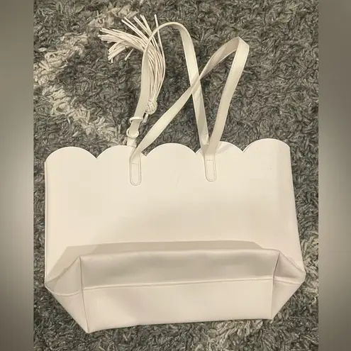 Spring Petal Tote White Large Removable Tassel Travel Work Business Vacation