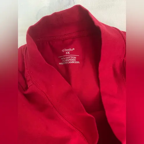 Muscle Tee: CJ Banks 3XL Tank Top Shirt Red Mock Turtleneck Sleeveless Cotton Size 3X