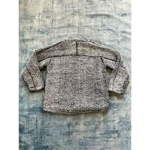 Elodie Gray Faux Fur Sherpa Fluffy 1/4 Zip Pullover High Neck Sweater Women's XL