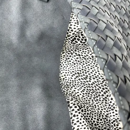 Sole Society Woven Flap Crossbody Bag Clutch Navy Blue Boho Minimalist Neutral