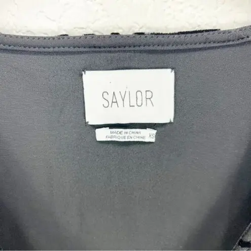 Saylor Black Velvet Burnout Romper Floral Belted Long Sleeve Anthropologie XS