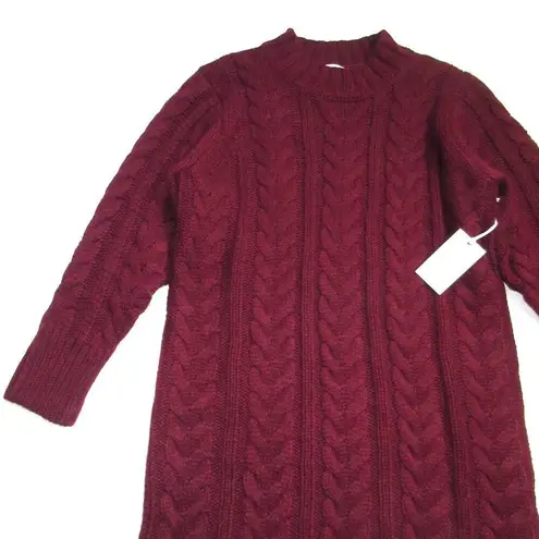 Tuckernuck NWT Hyacinth House Maddox in Maroon Cable Knit Midi Sweater Dress M