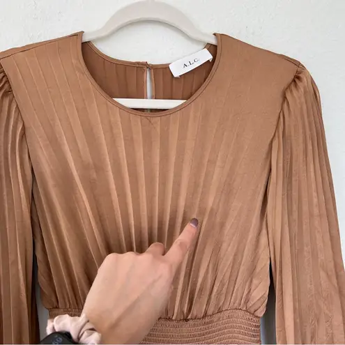ALC Frank NWOT A.L.C. Leah II Pleated Maxi Dress in Toffee Brown