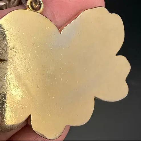 LeSportsac Silver-tone Enameled Flower Rhinestones Bag Charm Keyring Keychain