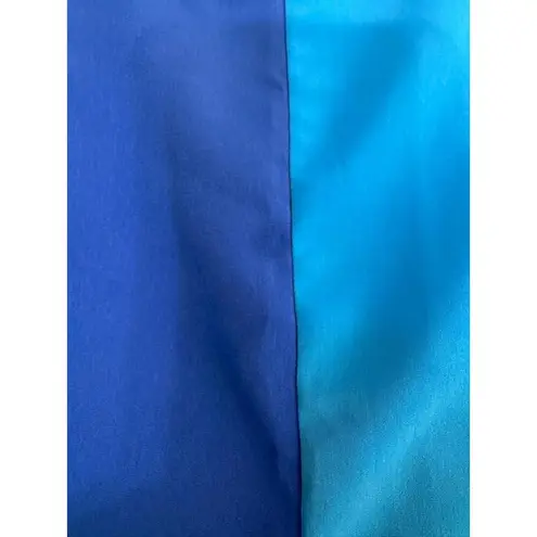 Susan Graver Teal Blue White Trim Sleeveless Colorblock Casual Tank Top M