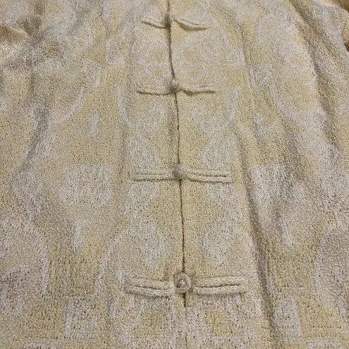 French Rags Buttercream Yellow Asian Pointelle Sweater Twinset Size M Size M