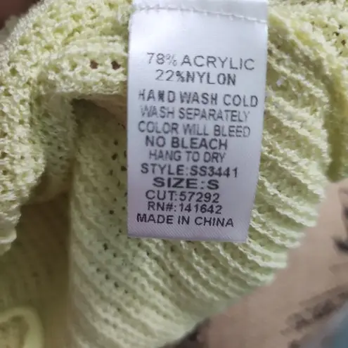 She + Sky Womens Knit Top Size S Light Green Ruched Drawstring Crop Y2K