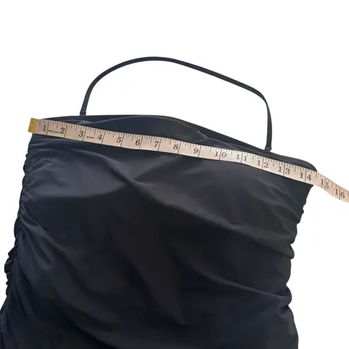 J.Crew Black Ruffle-Trim Ruched Bandeau One-Piece Dress Swimsuit Size 12