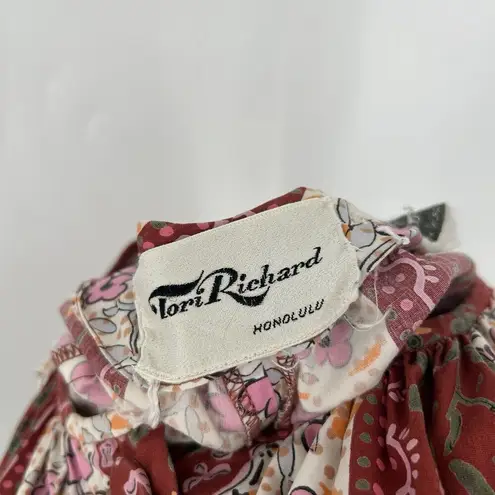 Tori Richard Vintage Maxi Dress 70s Boho Hawaiian Pink Floral Button Up Size L - Image 9
