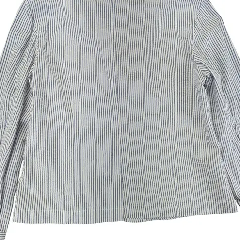 Orvis Seersucker Three-button Blazer Jacket Lightweight Cotton Stretch Womens 8