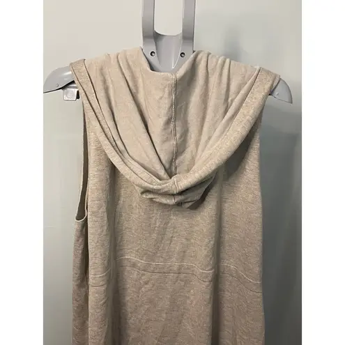 Cyrus Women's 3X Sleeveless Knit Hooded Cardigan Duster Vest Beige