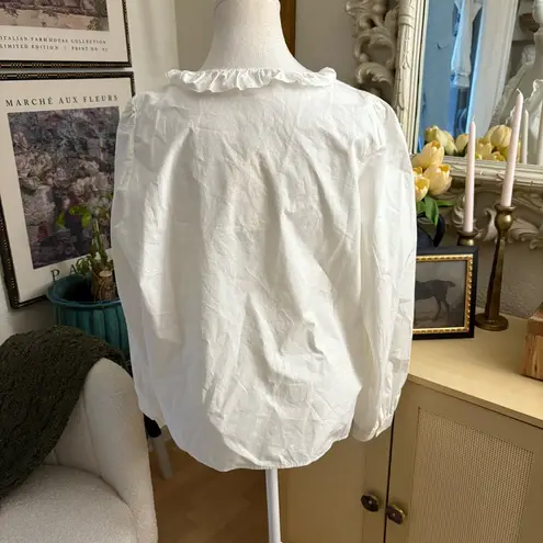 Sézane SEZANE White Chamise Aluki Rosine Ruffle Button Down Shirt Size 40 NWT
