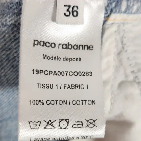 Paco Rabanne High Waist Straight Leg Cuffed Jeans Size 4 Blue