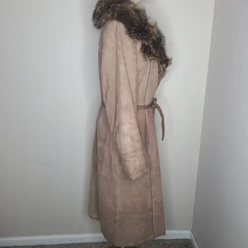 Vintage Indiana Pelisses Suede Leather Trench Coat Tan Made in France 60s 70s Brown Size undefined