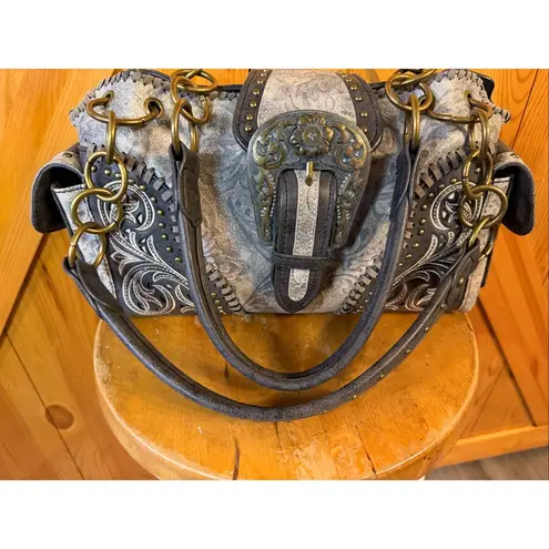 Montana West Western Studded Bronze Buckle Conceal Carry Purse (6198)