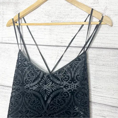 Vintage California Dynasty Black Paisley Burnout Velvet Strappy Nightie Sz Large