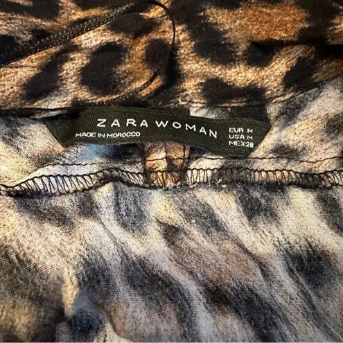 ZARA Leopard Print Short Sleeve Cropped Jumpsuit Sz M Bloggers Favorite