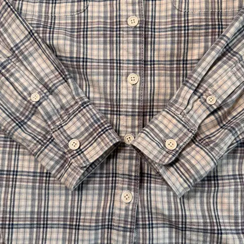 Ridgecut Toughwear Women's Flex Flannel Long Sleeve Shirt Sz Med White Multi Blue - Image 6