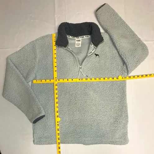 PINK Victoria's Secret Sherpa 1/4 Zip Pull Over Long Sleeve Size Sm Gray