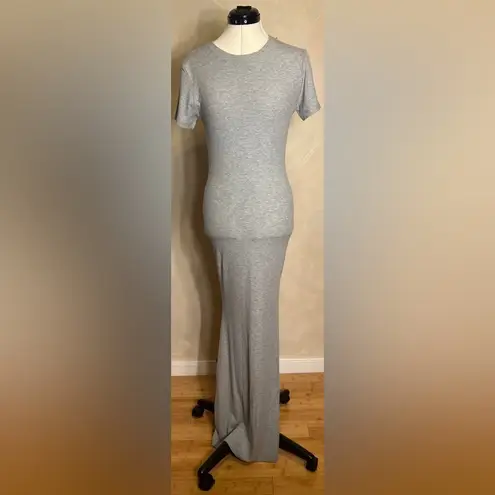 Reoria Classic Allure Lounge Casual Basic Ribbed Grey Mermaid Maxi Dress|Sz:XL Gray
