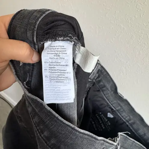 Madewell  9” High Rise Skinny Black Distressed Knee Raw Hem Womens 34 Stretch