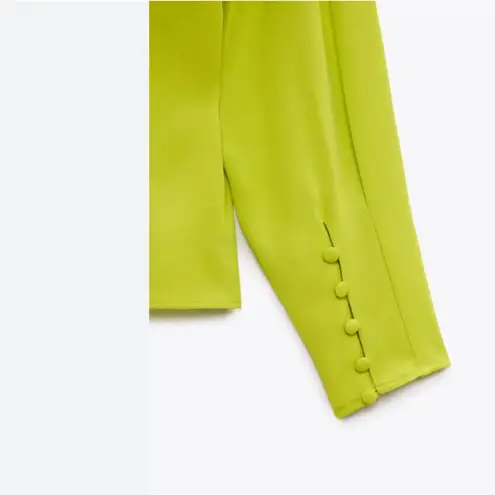 ZARA NWOT  WOMENS DOUBLE BREASTED SHIRT/BLOUSE IN LIME GREEN
