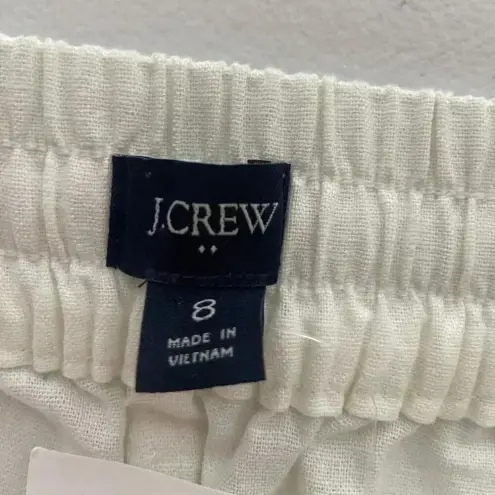J Crew New Seaside Pant Women White Linen Blend Pull On Pockets Travel Size 8