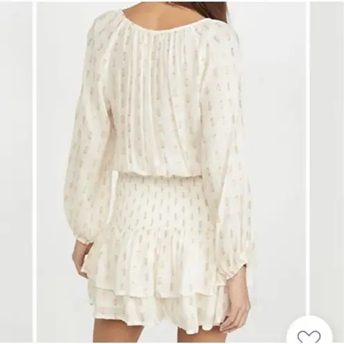 Suboo Australian Shirred Mae tiered metallic mini dress White Size M