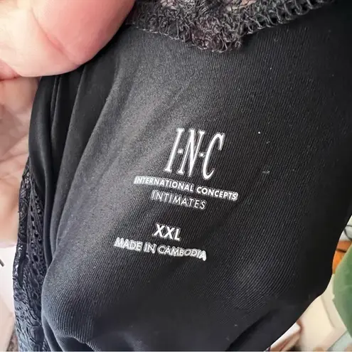 I.n.c. International Concepts Lace Long Nightgown slip dress BLACK SIZE XXL